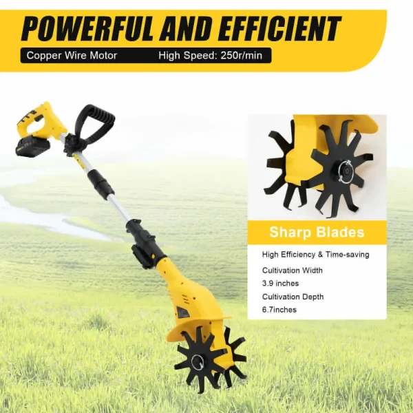 Electric Rototiller Garden Cordless Tiller Soil Cultivator Tilling Rechargeable - Image 2