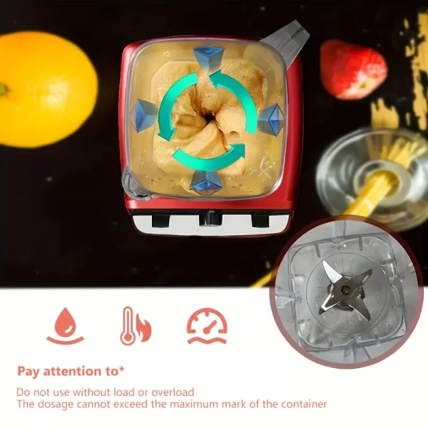C010-Red RV Kitchen Blender with Wall Breaker, 110V-130V, PP Material, Multifunctional Food Processor, Ice Crusher, Grinder for - Image 4