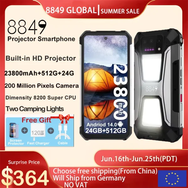 8849 Tank 2 PRO Unihertz Rugged Smartphone with Projector 16GB 256/256GB 23800mAh 120W Android 14 Phone 100MP Cell Phone - Image 2