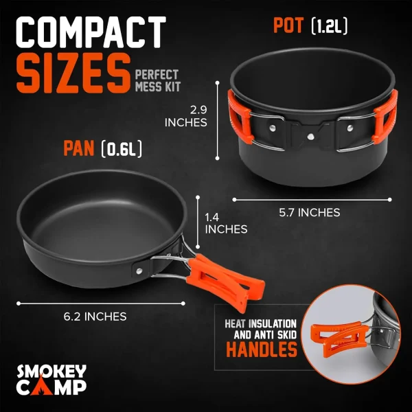 Camping Cookware Mess Kit Set with Stove - Backpacking Camping Pots and Pans Set All in One Non-Stick Camping Cooking Set Portab - Image 2