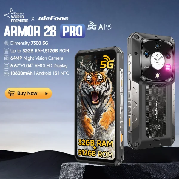 Ulefone Armor 28 Pro 5G AI Rugged Phone 512GB ROM Smartphone 120W MTK Dimensity 7300  10600mAh 6.67”AMOLED 64MP Mobile phone - Image 8