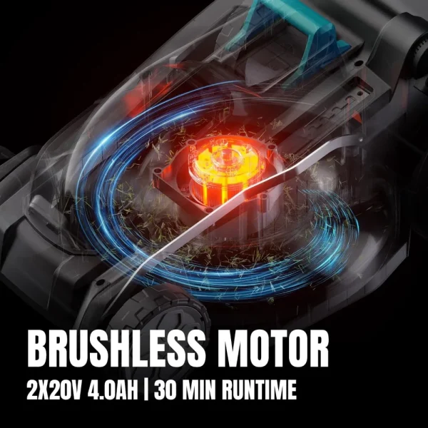 2x20V 18 inch Self-Propelled Lawn Mower Cordless, Brushless Push Lawn Mower with 6-Position Cutting Height Adjustment, 2x4.0Ah B - Image 3
