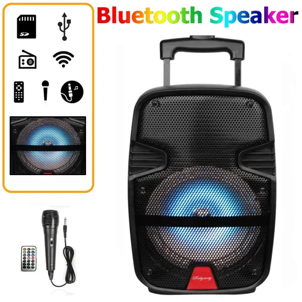 3000 Watts Wireless Portable Party Bluetooth Speaker With Microphone & Remote 8" Subwoofer High Quality Big Sound - Image 2
