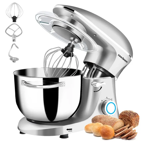 6Qt Electric Food Stand Mixer,660W,6-Speeds Tilt-Head Dough Mixers with Dishwasher-Safe Dough Hook & Wire Whip & Beater - Image 7