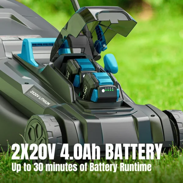 2x20V 18 inch Self-Propelled Lawn Mower Cordless, Brushless Push Lawn Mower with 6-Position Cutting Height Adjustment, 2x4.0Ah B - Image 2