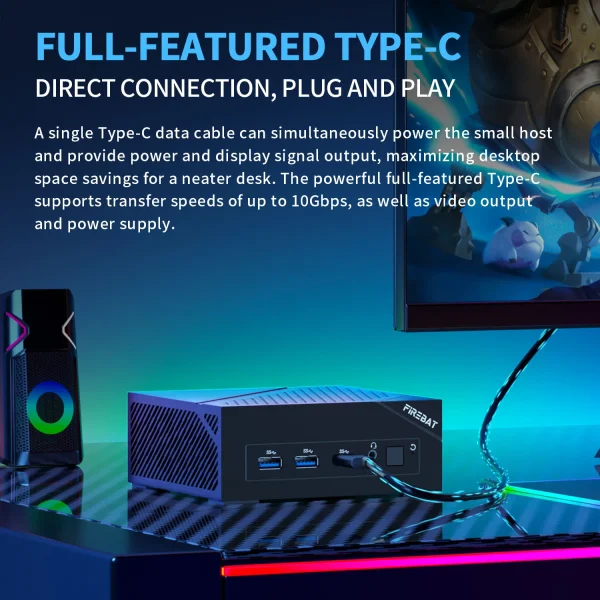FIREBAT AM02 MINI-PC Intel N100 DDR4 16GB RAM 512GB SSD WIFI6 BT5.2 Portable Desktop MINI-PC Computer - Image 3