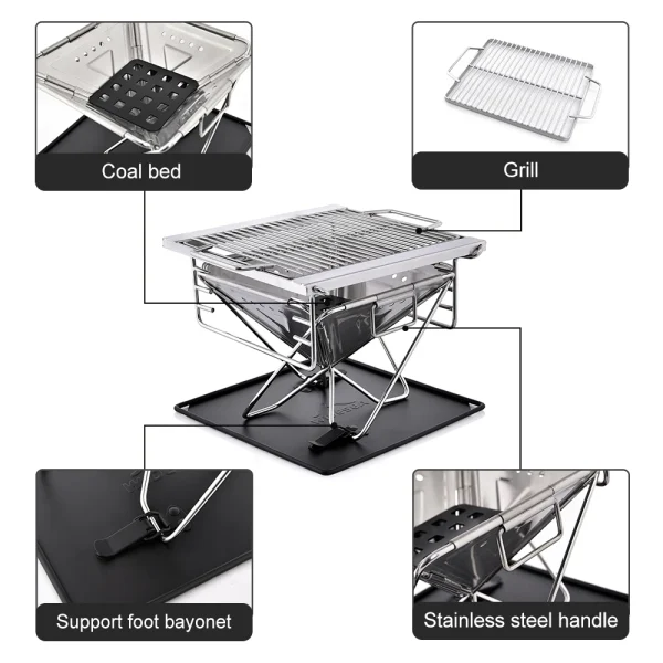 Camping Wood Stove Mesh Grill Small size Windproof Outdoor wild Survival Travel Tourism Stainless Steel Cook Equipment - Image 5
