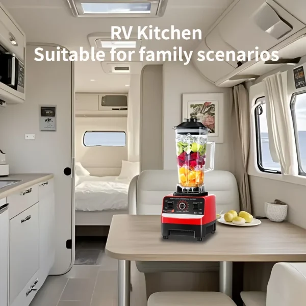 C010-Red RV Kitchen Blender with Wall Breaker, 110V-130V, PP Material, Multifunctional Food Processor, Ice Crusher, Grinder for - Image 6