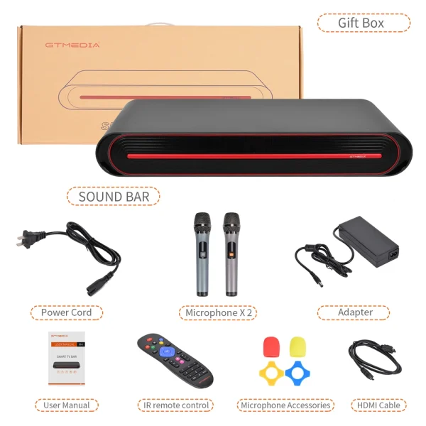 GTMEDIA M4 Soundbar Speakers, Bluetooth 4.0, Stereo Soundbar Surround Sound Home Cinema With Remote Control Support 4K Output - Image 8