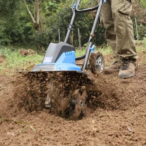 Tiller Cultivator 16 inch, 13.5 Amp 6 Steel Tines Tillers for Gardening Foldable, Electric Garden Rototiller with Adjustable