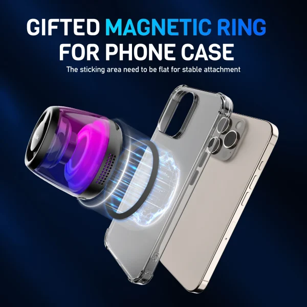 Cyber Style Magnetic Wireless Mini Speaker, 5.1 Surround Sound, High Definition Audio, Dual Stereo Bass,USB Type-C Charging, - Image 3