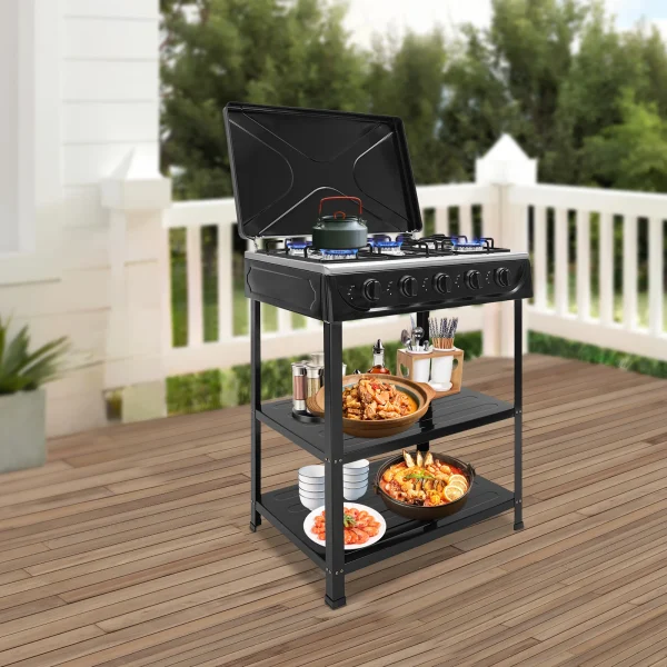 4/5 Burners Independent Control Natural Gas Stove Removable Propane Gas Stove with Cover for Outdoor Camping RV Travel - Image 6