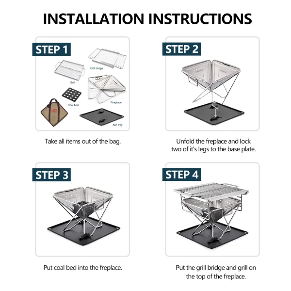 Camping Wood Stove Mesh Grill Small size Windproof Outdoor wild Survival Travel Tourism Stainless Steel Cook Equipment - Image 6
